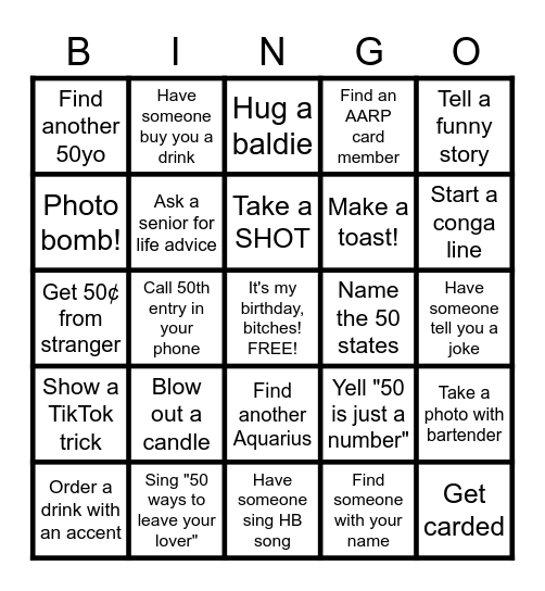 Jen & Heather's 50th Birthday BINGO! Bingo Card