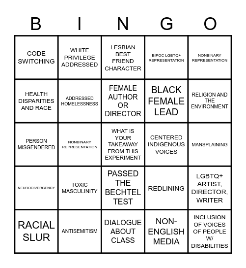 DEIJ Bingo Card