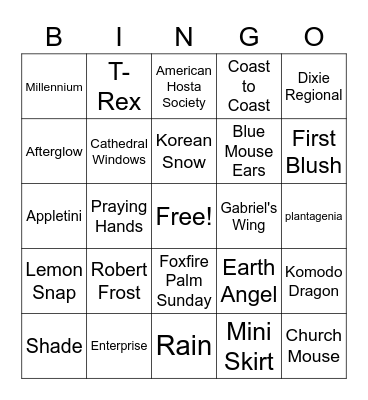 Georgia Hosta Society Bingo Card