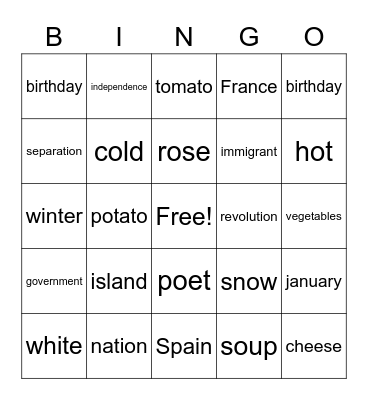 ENERO Bingo Card