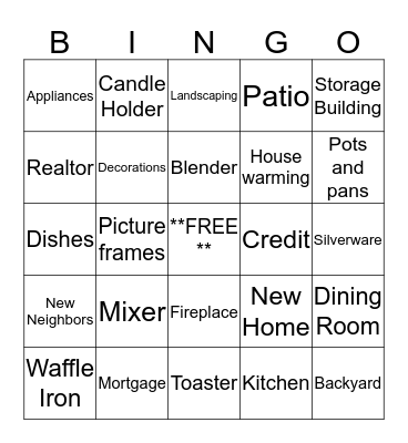Tasha's Housewarming Party! Bingo Card