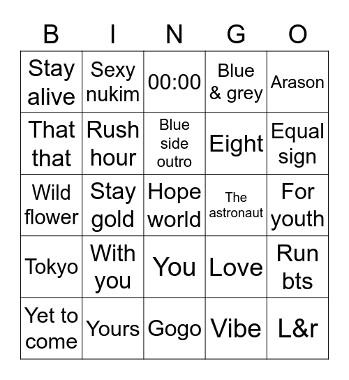 miniminizzLover😘 Bingo Card