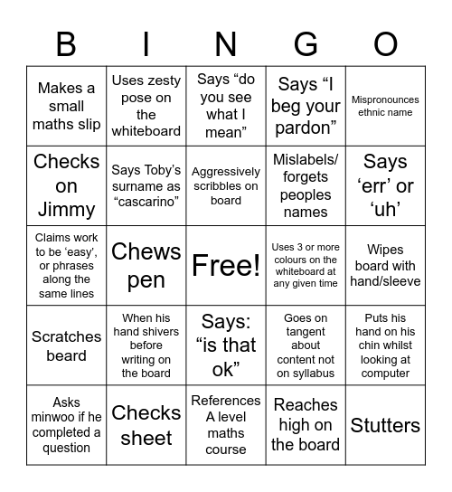 Untitled Bingo Card