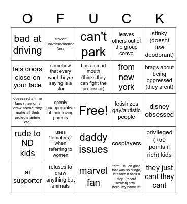 scad bingo Card