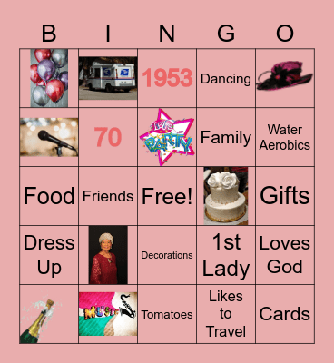 Doris' 70th Birthday Party Bingo Card