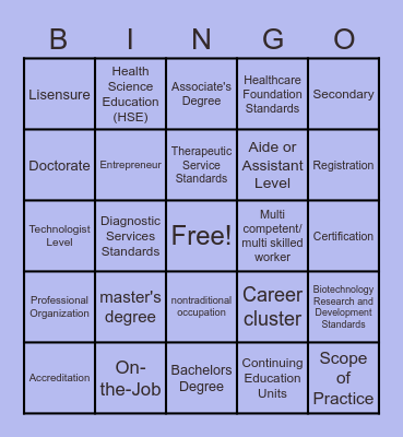 FOH Bingo Card