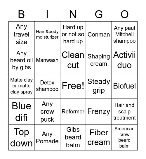 Product Bingo Card