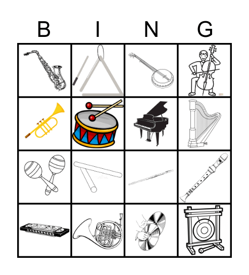 Instrument Bingo Card