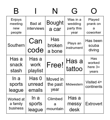 Untitled Bingo Card