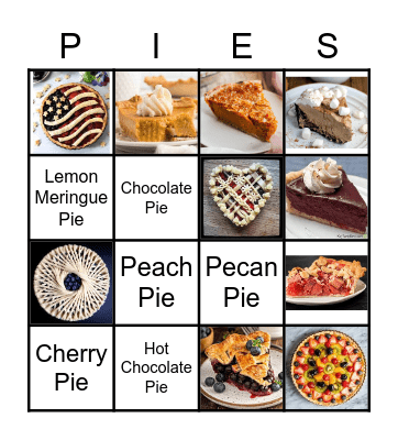 Happy National Pie Day Bingo Card