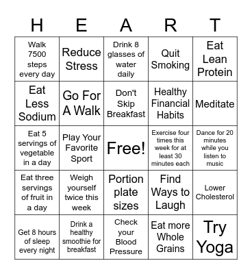 Love Your Heart Bingo Card