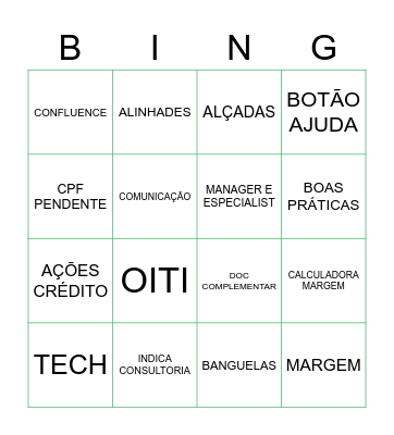 #TBA - Bingo Alinhades Bingo Card