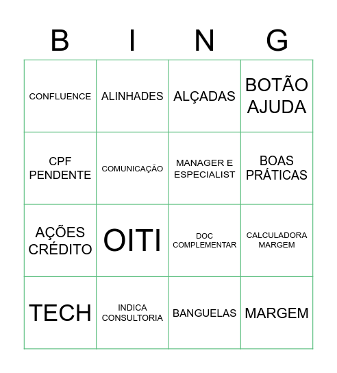 #TBA - Bingo Alinhades Bingo Card