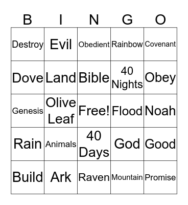 Noah's Ark Bingo Card