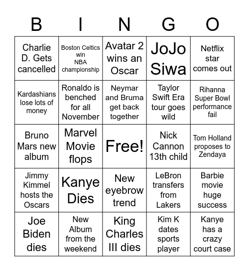 2023 Bingo Card