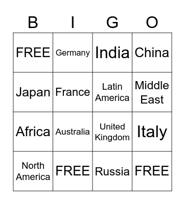 Music Across the World Bingo Card