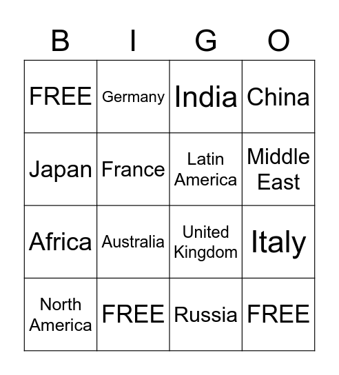 Music Across the World Bingo Card