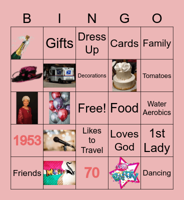 Doris' 70th Birthday Party Bingo Card