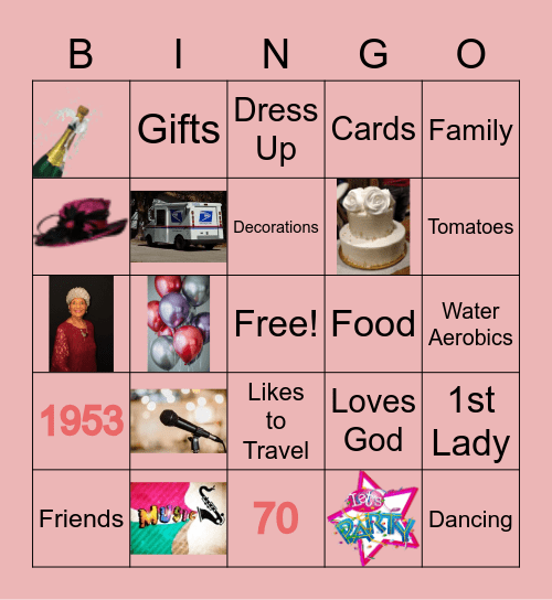 Doris' 70th Birthday Party Bingo Card
