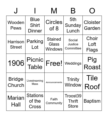 JIMBO CARDS Bingo Card