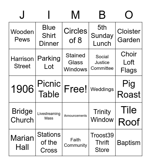 JIMBO CARDS Bingo Card