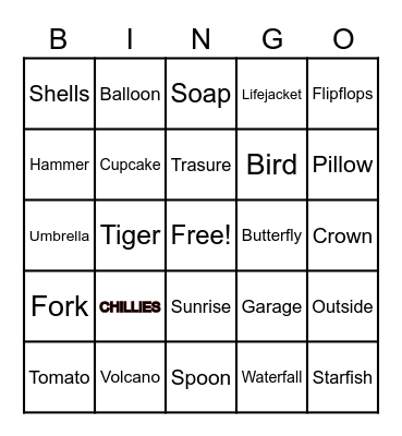 ENGLISH BINGO Card