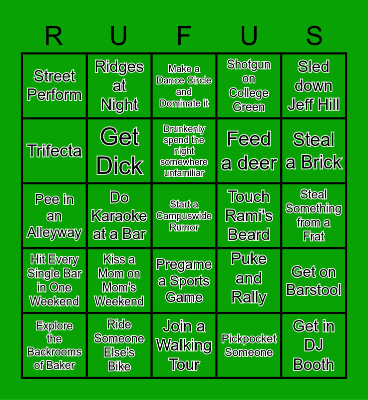 R(O)UFUS Bingo Card