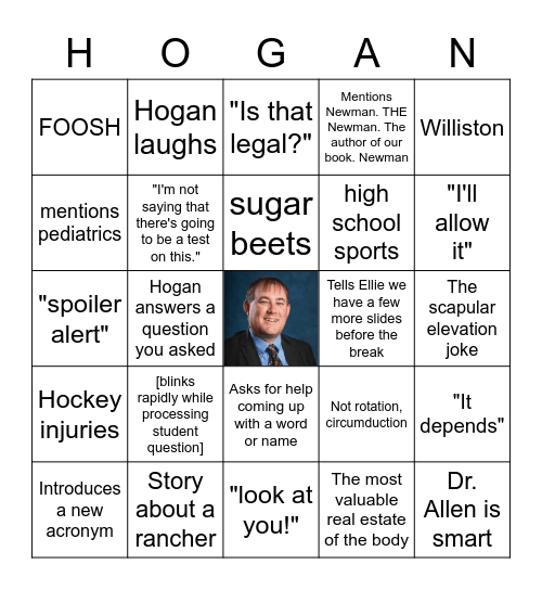 Hogan Bingo Card