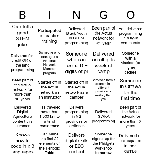 Untitled Bingo Card