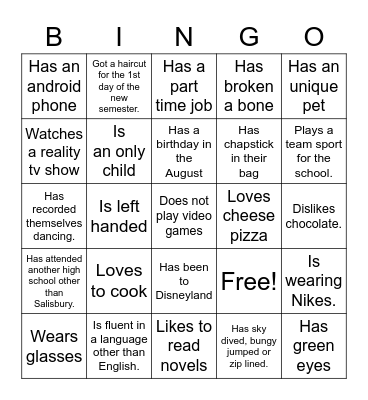 Ice-Ice Breaker! Bingo Card