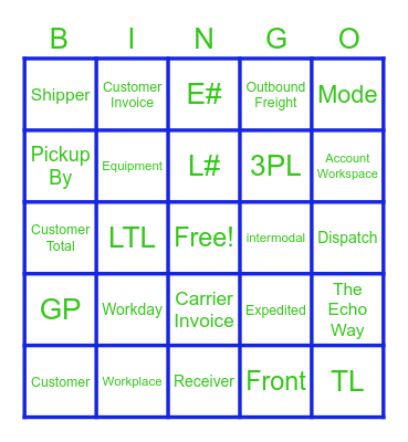 Industry & Echo Bingo Card