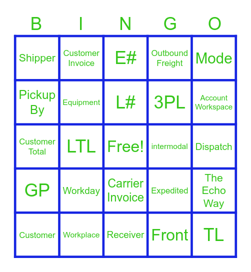 Industry & Echo Bingo Card