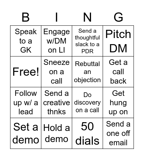PDR BINGO #1 Bingo Card