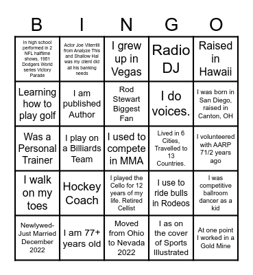 HCC MASH - Who Am I? Bingo Card