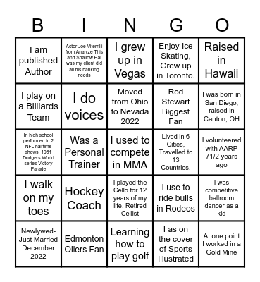 HCC MASH - Who Am I? Bingo Card