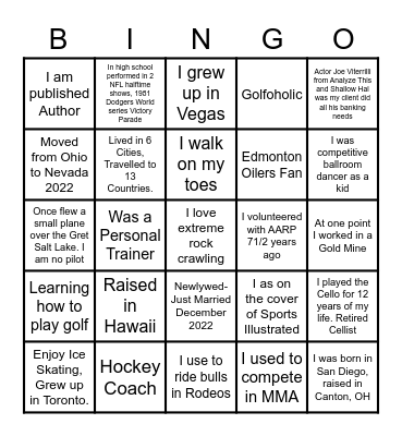 HCC MASH - Who Am I? Bingo Card