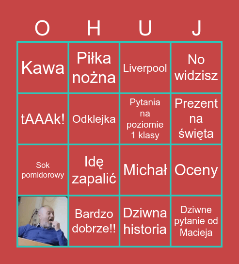 Garcon Bingo Card