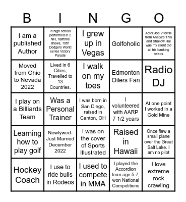 HCC MASH - Who Am I? Bingo Card