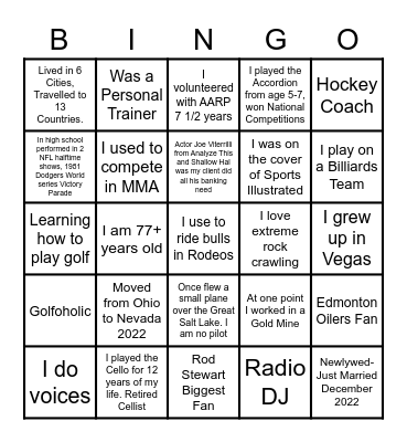 HCC MASH - Who Am I? Bingo Card