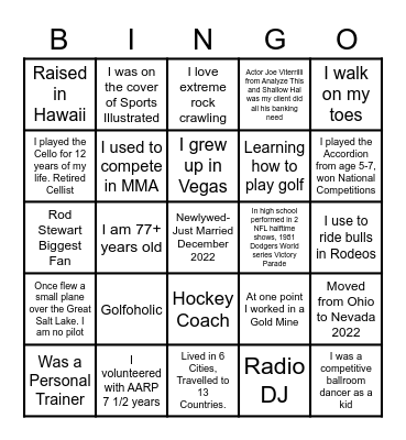HCC MASH - Who Am I? Bingo Card