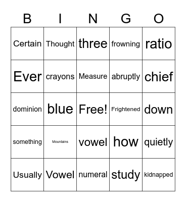 Sight words 1 Bingo Card