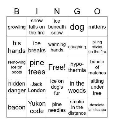 To Build a Fire Bingo Card