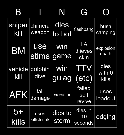 puffer warzone bingo Card