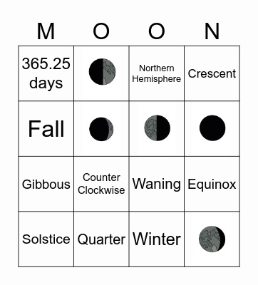 Moon Phase Bingo Card