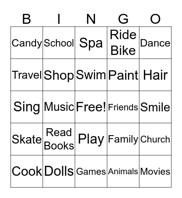 Ciara Bingo Card