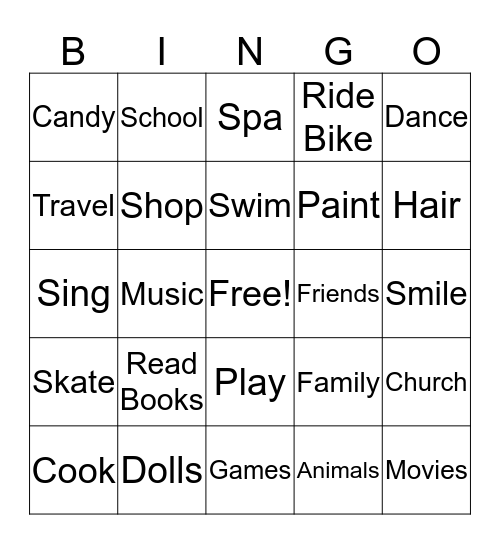 Ciara Bingo Card