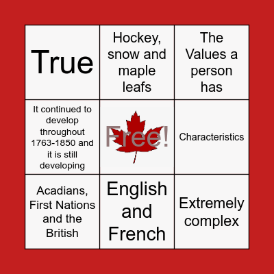 BECOMING CANADA Bingo Card