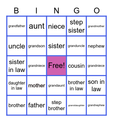 FAMILY BINGO Card