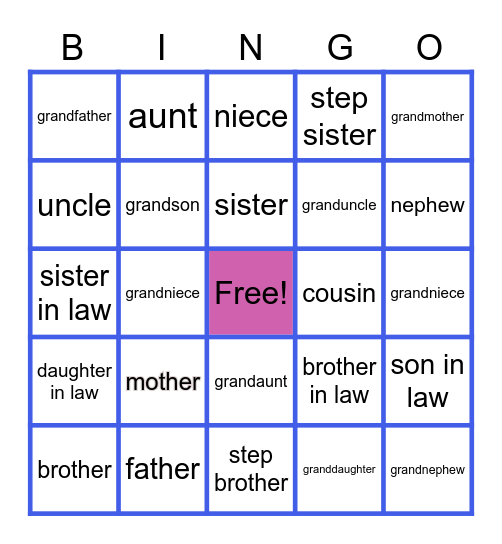 FAMILY BINGO Card