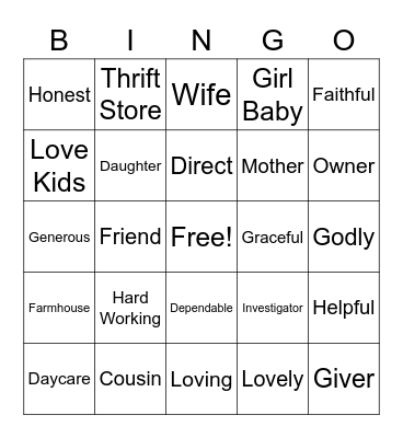 Tomekia's 45th Birthday Celebration Bingo Card